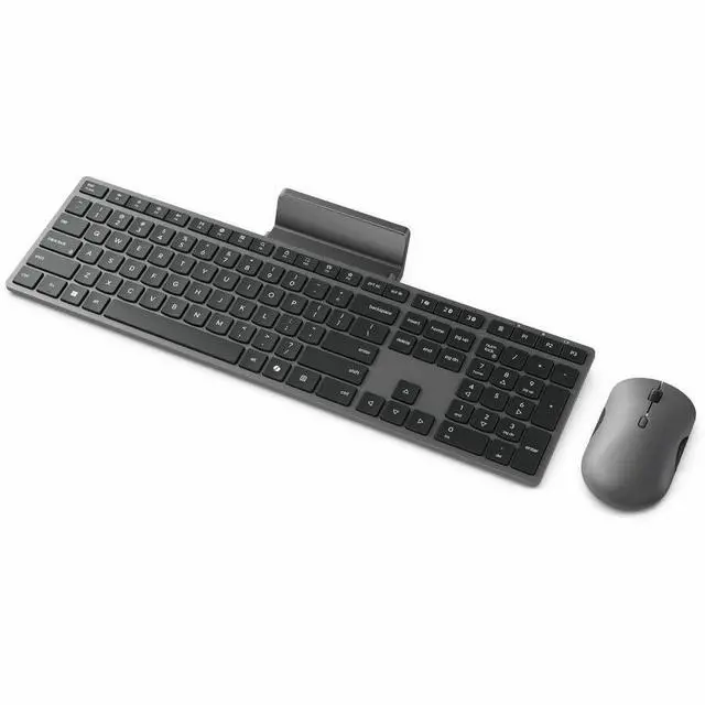 Alt view image 4 of 7 - 700 Modern Wireless Keyboard & Mouse Combo, 2.4 GHz Dongle & Dual Bluetooth Connection, AES-128 Encryption, 36 Month Battery Life, Quiet Mouse, Luna Grey