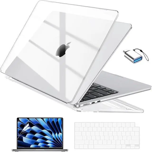 Main image of Compatible with MacBook Air 13 inch Case M5 2026-2022 M4 M3 M2 Model A3449 A3240 A3113 A2681, Mac Air 13.6 inch Hard Shell & Keyboard Cover & Screen Film & Type-C, Crystal Clear