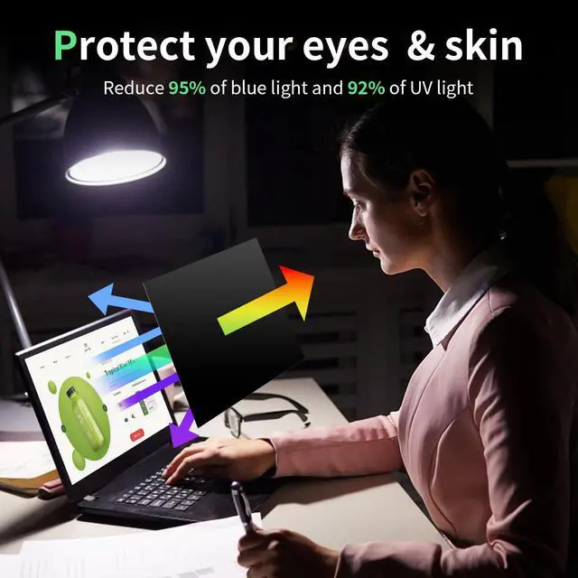 Alt view image 5 of 7 - Laptop Privacy Screen 14 Inch, Laptop Screen Privacy Shield 16:9 Aspect Ratio Anti-Glare Blue Light Computer Monitor Protector,Removable 14in Filter for Lenovo HP Asus Thinkpad Envy Xps(12.2" x 6.9")