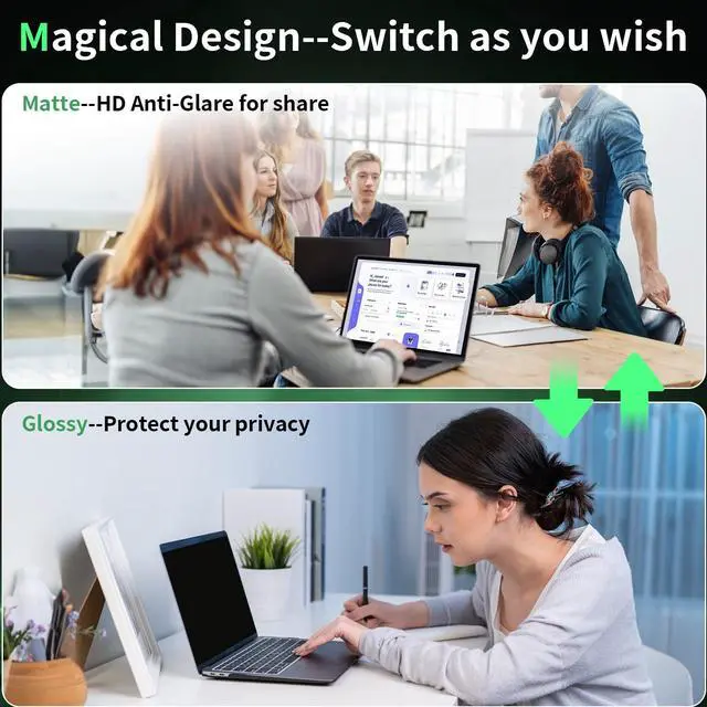 Alt view image 6 of 7 - Laptop Privacy Screen 14 Inch, Laptop Screen Privacy Shield 16:9 Aspect Ratio Anti-Glare Blue Light Computer Monitor Protector,Removable 14in Filter for Lenovo HP Asus Thinkpad Envy Xps(12.2" x 6.9")