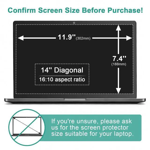Alt view image 3 of 7 - 2-Pack 14 Inch 16:10 Laptop Anti Blue Light Screen Protector, Matte Anti Glare Film UV Blocking Protector Compatible with 14''(1920x1200P) HP, Acer, Asus, Lenovo, Dell, Samsung, Thinkpad