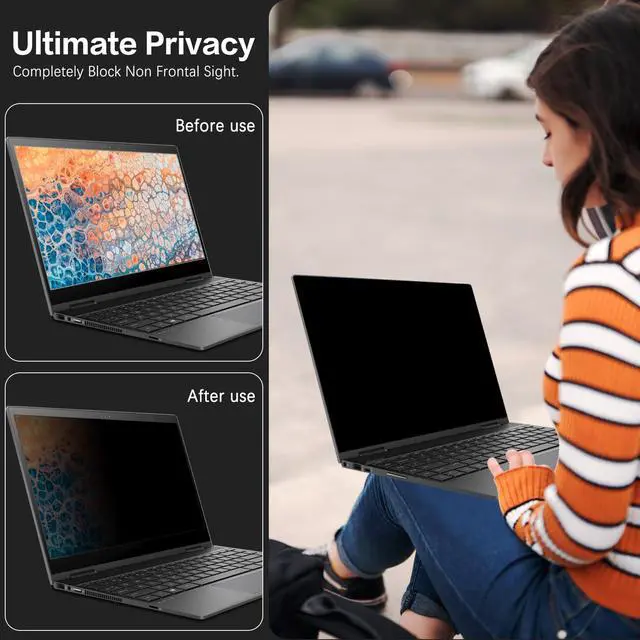 Alt view image 2 of 7 - Laptop Privacy Screen 15.6 Inch 16:9 Aspect Ratio, Laptop Screen Privacy Shield Compatible With Lenovo Hp Dell Acer Asus Thinkpad Envy Xps, Removable Anti Glare Blue Light Computer Filter Protector