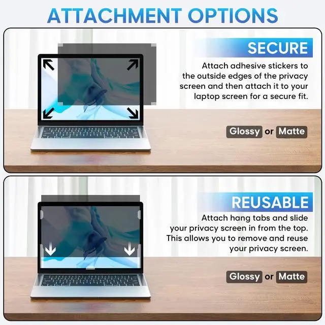 Alt view image 5 of 6 - Laptop Privacy Screen 15.6 Inch, Removable 16:9 Aspect Privacy Filter Screen Protector for 15.6 Inch Laptop, Blue light reduction Computer Monitor Privacy Protector