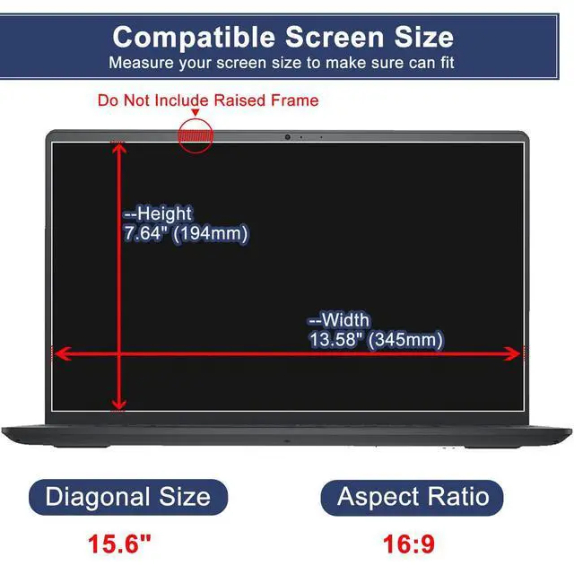 Alt view image 2 of 7 - 15.6" Screen Protector Tempered Glass for HP Laptop 15.6, Dell 15 Laptop, Lenovo V15/IdeaPad 15.6, Acer Aspire 15.6, ASUS VivoBook 15.6, Chromebook 15.6 & Other 15.6" 16:9 Lap-top(345x194mm/ W x H)
