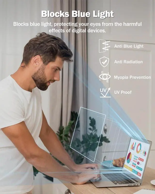 Alt view image 2 of 7 - 2-Pack 15.6 Inch Anti Blue Light Laptop Screen Protector, Eye Protection Anti Glare Matte Computer Screen Cover for 15.6" Laptop with 16:9 Aspect Ratio, Reduce Eye Strain and Touch Sensitive