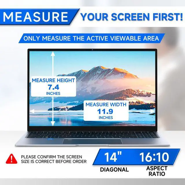 Alt view image 2 of 7 - 4-way 360° Laptop Privacy Screen 14 inch 16:10 Aspect Ratio.