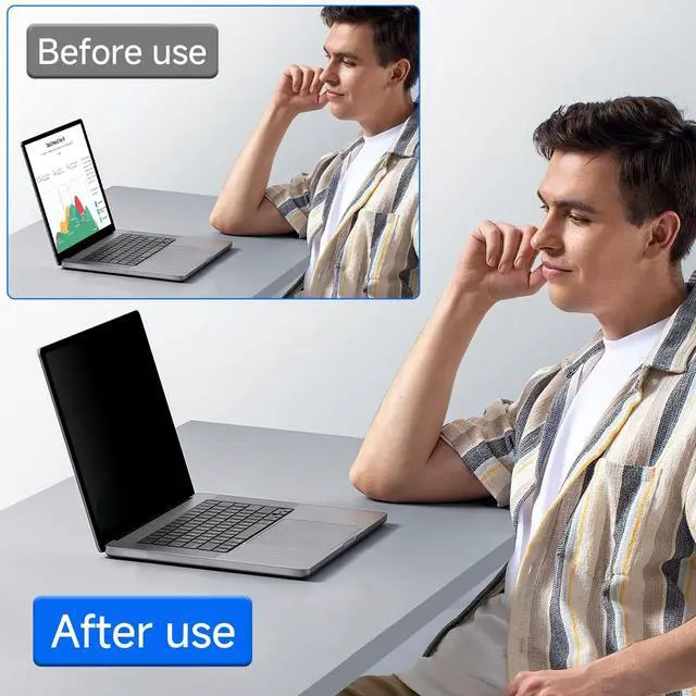 Alt view image 4 of 7 - 4-way 360° Laptop Privacy Screen 14 inch 16:10 Aspect Ratio.