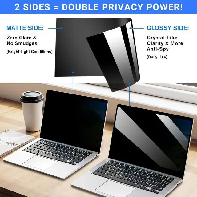 Alt view image 5 of 7 - 4-way 360° Laptop Privacy Screen 14 inch 16:10 Aspect Ratio.
