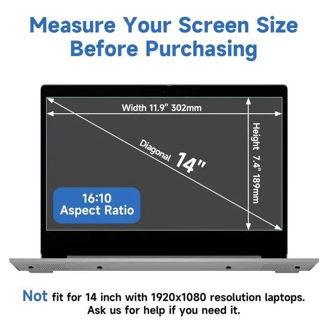 Alt view image 7 of 7 - 2 Pcs 14 Inch (1920x1200P) Laptop Blue Light Screen Protector, Reduce Eye Strain Anti Glare Blue Light Blocking Screen Protector for 14 with 16:10 Resolution HP/Dell/Acer/Asus/Samsung/Lenovo