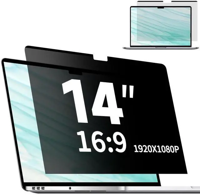 Main image of Magnetic Laptop Privacy Screen 14 Inch 16:9, Removable Matte Anti Glare Blue Light Filter - Computer Privacy Shield for 14in Laptop Protector