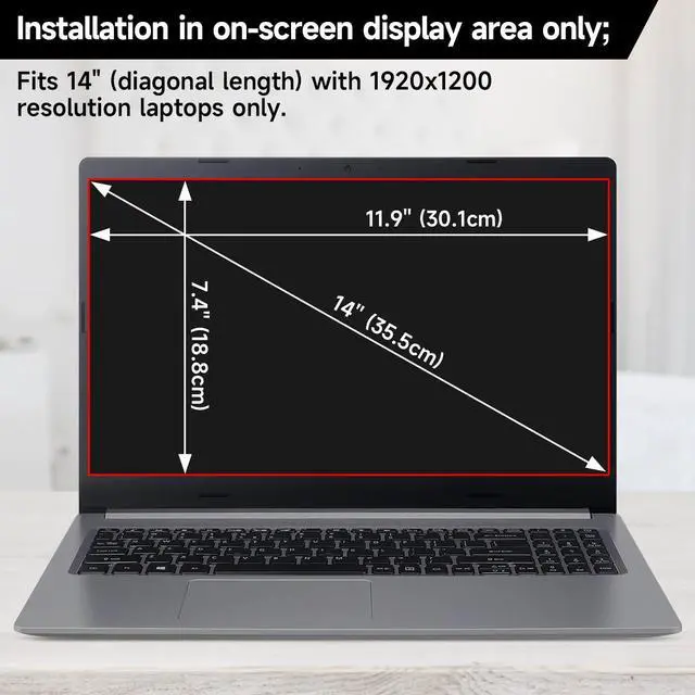 Alt view image 6 of 7 - 14 Inch 16:10 Laptop Privacy Screen Filter, Anti Blue Light Glare & Anti Scratch Computer Privacy Shield for 14" with 1920x1200 Aspect Ratio Laptop