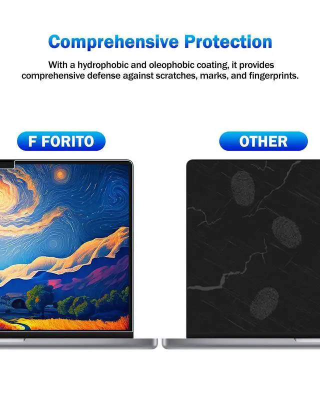 Alt view image 4 of 7 - 2-Pack Anti Blue Light Matte Laptop Screen Protector Compatible with 2026-2021 MacBook Pro 14 inch M5 M4 M3 M2 M1 Pro Max Chip, Eye Protection Anti Glare Computer Screen Cover