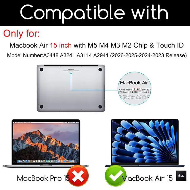 Alt view image 2 of 7 - [2 Pack Tempered Glass Screen Protector for MacBook Air 15 Inch (M5 M4 M3 M2 Chip 2026-2023), 9H Hardness, Bubble-Free Easy Install, Anti-Scratch Anti-Fingerprint, HD Clarity, Case-Friendly