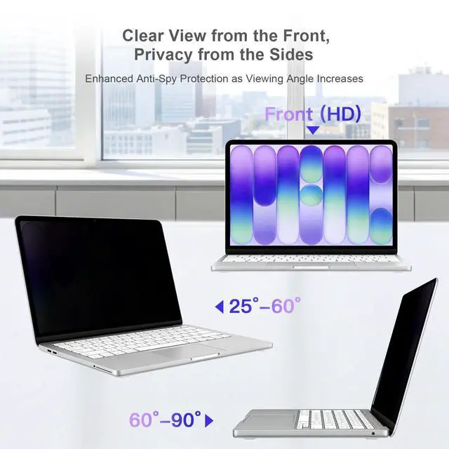 Alt view image 2 of 7 - Privacy Screen for 2026 MacBook Neo 13-Inch A18 Pro, Anti Glare Film Blue Light Filter, Reduce Eye Strain Laptop Privacy Screen Shield and Protector for Mac Neo