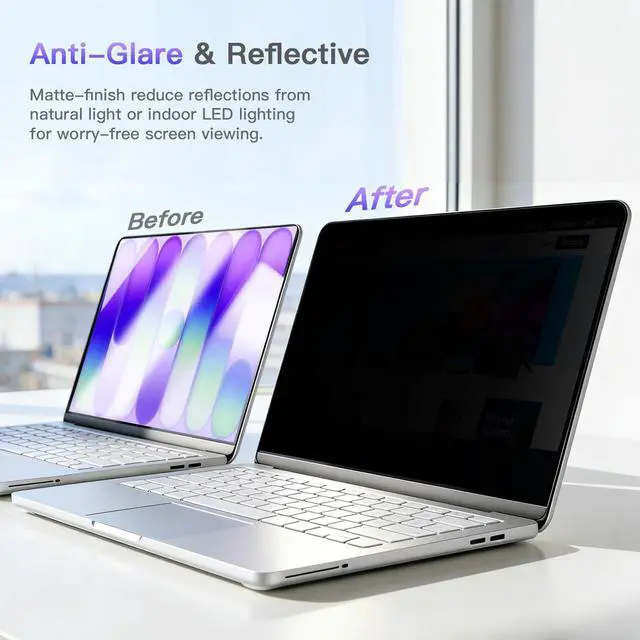 Alt view image 3 of 7 - Privacy Screen for 2026 MacBook Neo 13-Inch A18 Pro, Anti Glare Film Blue Light Filter, Reduce Eye Strain Laptop Privacy Screen Shield and Protector for Mac Neo