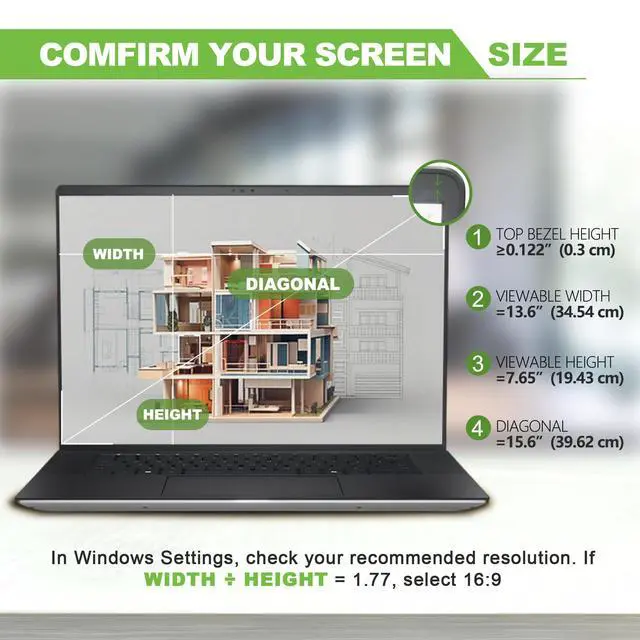 Alt view image 2 of 6 - Magnetic Laptop Privacy Screen 15.6 inch for 16:9 Computer Monitor, Removable Anti-Glare Screen Privacy Shield, Screen Filter and Protector for Laptop, Fits (FHD 1920 × 1080)
