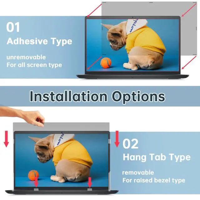 Alt view image 5 of 7 - Laptop Privacy Screen 14 Inch 16:9 Aspect, Compatible with HP, Dell, Acer, Asus, Samsung, Lenovo Yoga & More, Removable Anti Blue Light Glare Spy Computer Monitor Filter Security Shield