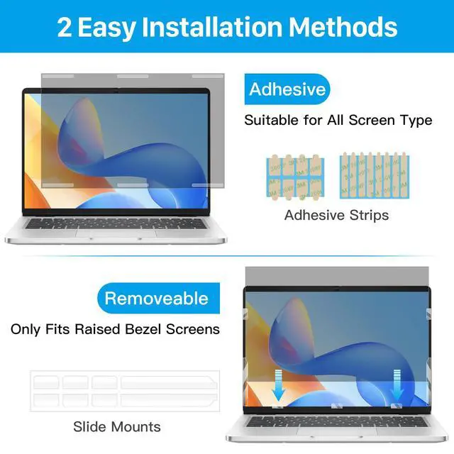 Alt view image 7 of 7 - 4-way 360°Laptop Privacy Screen Filter 16 Inch 16:10 Ratio, Anti GlareBlue Light Filter, Removable Privacy Screen Protector for Laptop Monitor, Compatible with HP Dell Acer Lenovo Samsung ASUS Toshiba