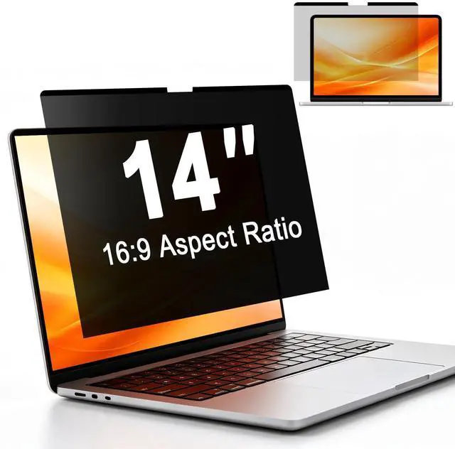 Main image of Magnetic Laptop Privacy Screen 14 Inch 16:9 - Removable Anti-Glare Blue Light Filter, Computer Privacy Screen Shield Compatible with 14'' Hp Acer Asus Lenovo Dell Monitor