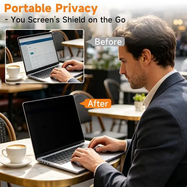 Alt view image 5 of 7 - Magnetic Laptop Privacy Screen 14 Inch 16:9 - Removable Anti-Glare Blue Light Filter, Computer Privacy Screen Shield Compatible with 14'' Hp Acer Asus Lenovo Dell Monitor