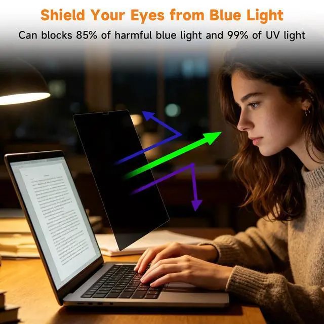 Alt view image 6 of 7 - Magnetic Laptop Privacy Screen 14 Inch 16:9 - Removable Anti-Glare Blue Light Filter, Computer Privacy Screen Shield Compatible with 14'' Hp Acer Asus Lenovo Dell Monitor