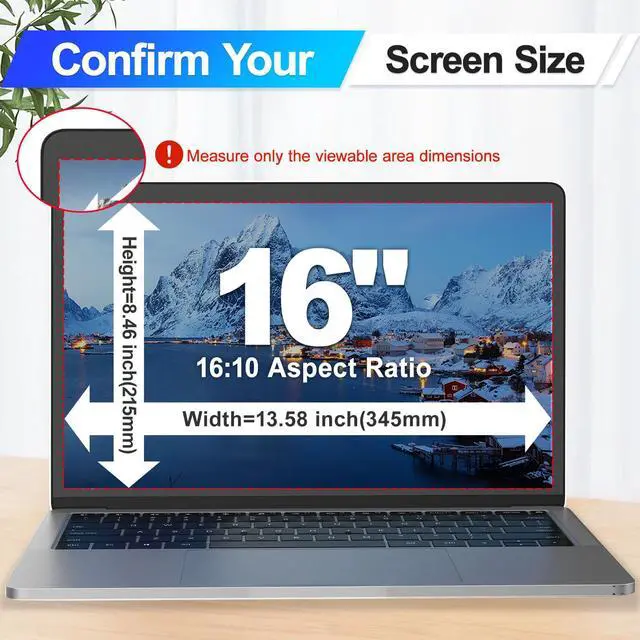 Alt view image 6 of 7 - Magnetic Laptop Privacy Screen 16 Inch 16:10 Display, Removable Computer Screen Privacy Shield, Anti-Glare Blue Light Protector Compatible with Dell Hp Lenovo Acer Asus Samsung