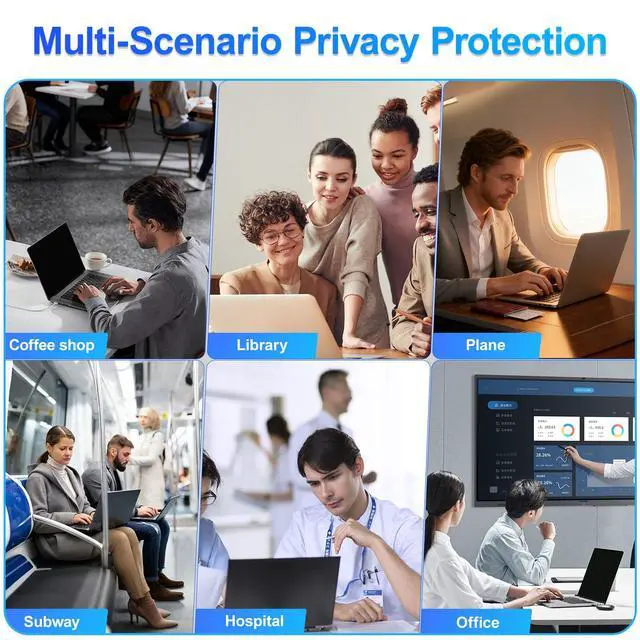 Alt view image 7 of 7 - Magnetic Laptop Privacy Screen 16 Inch 16:10 Display, Removable Computer Screen Privacy Shield, Anti-Glare Blue Light Protector Compatible with Dell Hp Lenovo Acer Asus Samsung