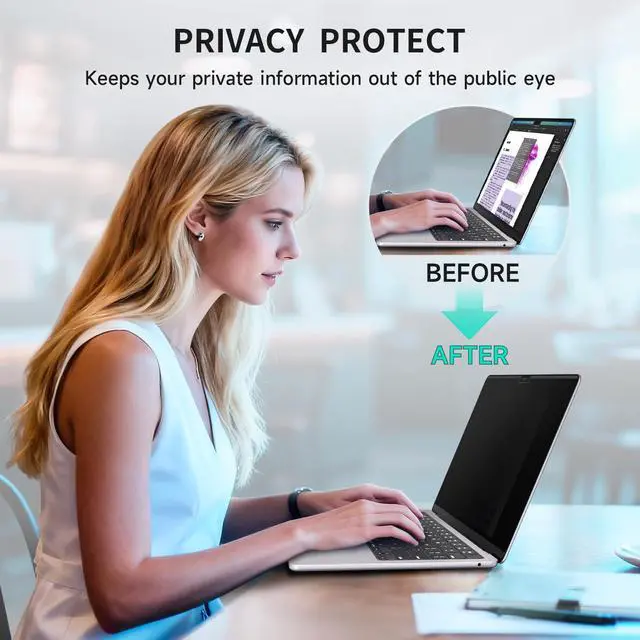Alt view image 3 of 7 - Magnetic Privacy Screen for MacBook Air 13.6/13 Inch (2022-2026, M2, M3, M4, M5),Removable Anti Glare Blue Light Filter for Mac 13.6In Laptop Privacy Filter Shield Protector