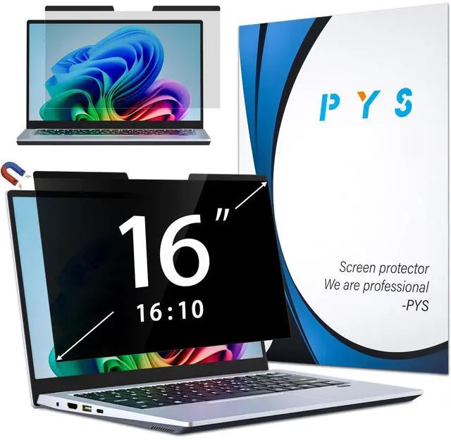 Main image of Magnetic Laptop Privacy Screen 16 Inch 16:10 Ratio - Computer Monitor Screen Privacy Shield, Anti-Glare Blue Light Filter, Detachable Privacy Screen Protector for Lenovo, Hp Envy, Dell
