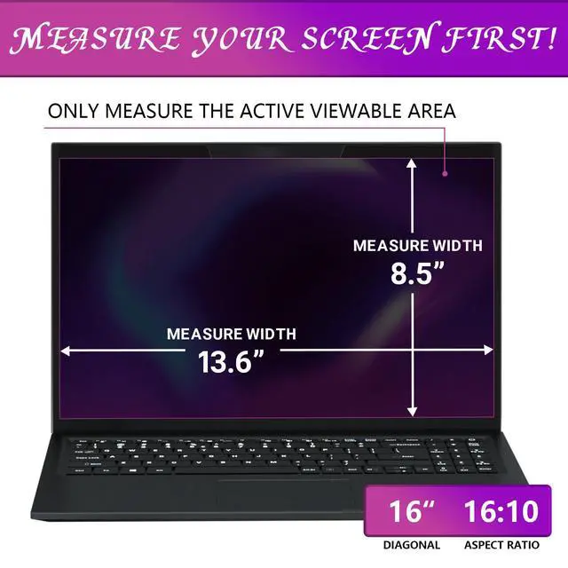Alt view image 3 of 7 - Magnetic Laptop Privacy Screen 16 Inch 16:10 Ratio - Computer Monitor Screen Privacy Shield, Anti-Glare Blue Light Filter, Detachable Privacy Screen Protector for Lenovo, Hp Envy, Dell