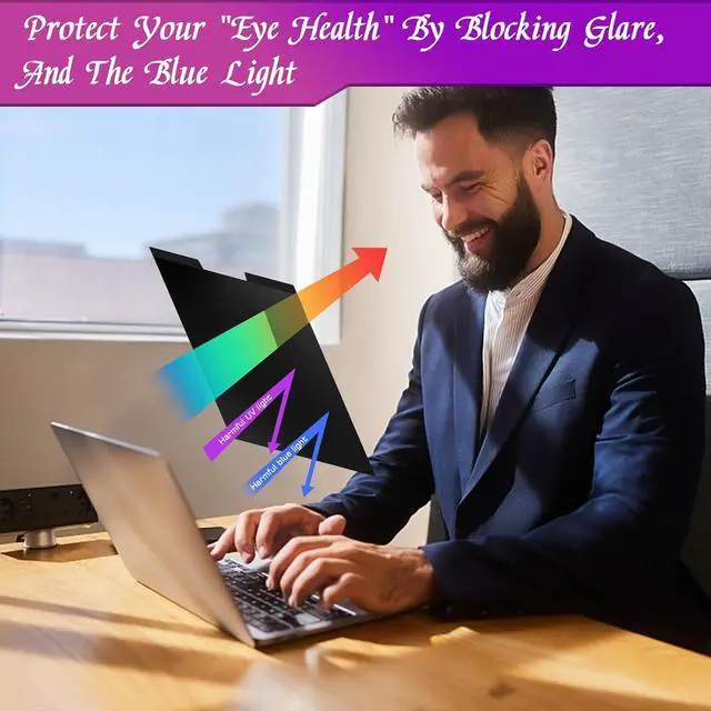 Alt view image 7 of 7 - Magnetic Laptop Privacy Screen 16 Inch 16:10 Ratio - Computer Monitor Screen Privacy Shield, Anti-Glare Blue Light Filter, Detachable Privacy Screen Protector for Lenovo, Hp Envy, Dell