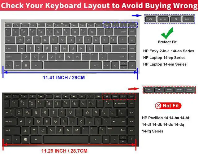 Alt view image 2 of 7 - Keyboard Cover for 2022 2023 HP 14" Laptop 14-ep 14-em 14-es 14t-ep000 14z-em000 14-ep000 14-ep0097nr 14-ep0145cl 14-em0047nr, HP Envy 2-in-1 14t-es000 14-es0013dx 14-es0033dx Keyboard Protector Skin