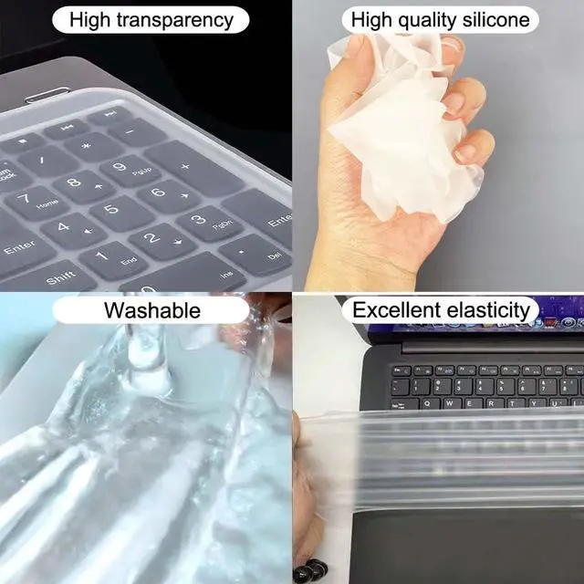Alt view image 5 of 7 - Ultra Thin Keyboard Cover Protector, Compatible with Laptop Notebook 13" 14" 15.6" 16" 17" inch Universal Silicone Keyboard Protector Skin Waterproof Dustproof (Transparent,for 15"-17.6")