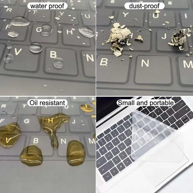 Alt view image 4 of 7 - Ultra Thin Keyboard Cover Protector, Compatible with Laptop Notebook 13" 14" 15.6" 16" 17" inch Universal Silicone Keyboard Protector Skin Waterproof Dustproof (Transparent,for 15"-17.6")