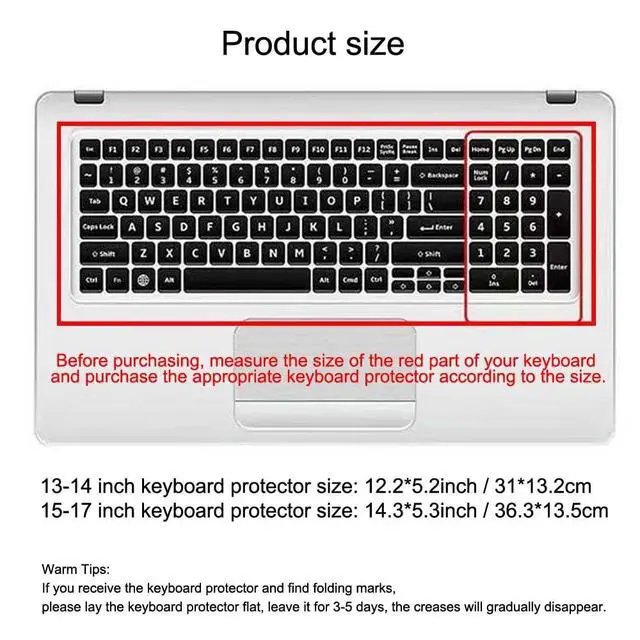 Alt view image 7 of 7 - Ultra Thin Keyboard Cover Protector, Compatible with Laptop Notebook 13" 14" 15.6" 16" 17" inch Universal Silicone Keyboard Protector Skin Waterproof Dustproof (Transparent,for 15"-17.6")