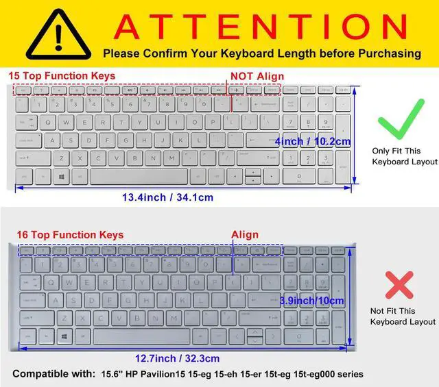 Alt view image 2 of 7 - Keyboard Cover for HP Laptop 15.6 15-dw 15-dy 15-da/db 15-ef 15-bs/bw 15-dy5033dx dy5073dx dy2073dx dy5399nr dy5599nr 15-dw4047nr 15t-dw400/HP 17.3 Laptop 17-by/bs/ca 17-by4022wm by4025nr -Black
