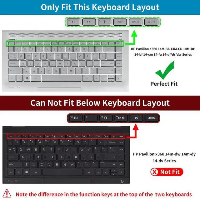 Alt view image 2 of 7 - Keyboard Cover for HP 14 Laptop & HP Pavilion x360 14 14-dq 14-fq 14m-ba/cd/dh, HP Ultrabook 14, 14-CF 14-dq0040nr 14-dq0052dx 14-dq0762dx dq0760dx 14-dq5043cl 14-dq0055dx 14-fq1025nr/fq0033dx -Clear