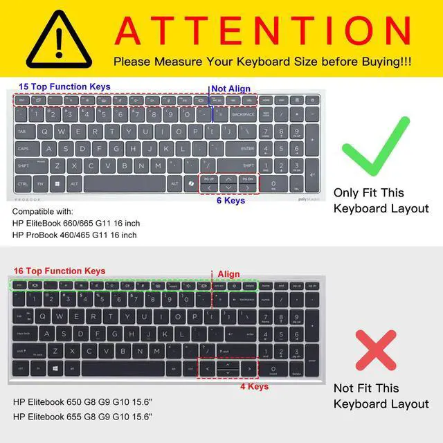 Alt view image 2 of 7 - Keyboard Cover for 2026 2025 2024 HP EliteBook 660/665 G11 16 inch, ProBook 460/465 G11 16-in, HP ProBook 4 G1ah 16" Laptop Protective Skin(NOT FIT HP EliteBook 660 665 G8/G9/G10) -Ombre Pink