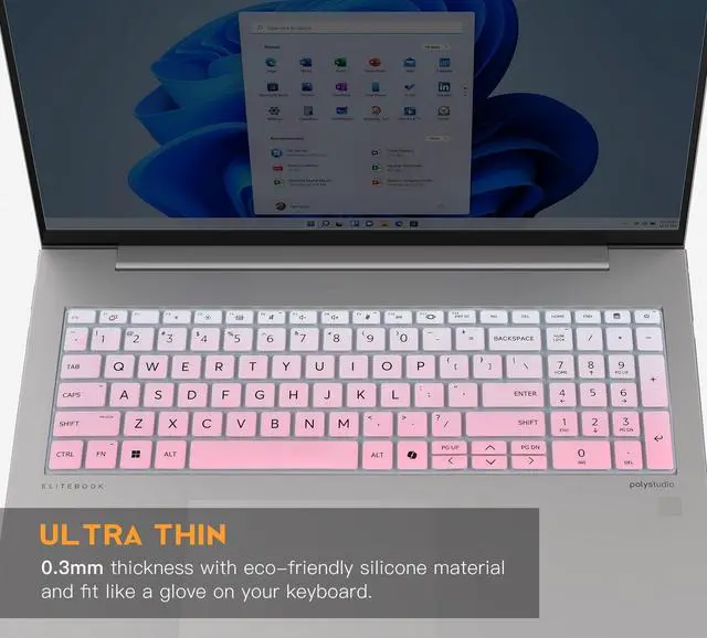 Alt view image 3 of 7 - Keyboard Cover for 2026 2025 2024 HP EliteBook 660/665 G11 16 inch, ProBook 460/465 G11 16-in, HP ProBook 4 G1ah 16" Laptop Protective Skin(NOT FIT HP EliteBook 660 665 G8/G9/G10) -Ombre Pink