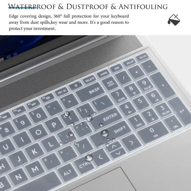 Alt view image 6 of 7 - Keyboard Cover Skin for HP OmniBook 5 AI 16" 16-ba 16-af 16-ag 16-bc Laptop 16t-ba100 16t-af100 16z-ag100 16-bc1047nr (NOT for OmniBook 7 16-ay 16-az/OmniBook 5 16-fb 14-he 14-fp Series)-Clear