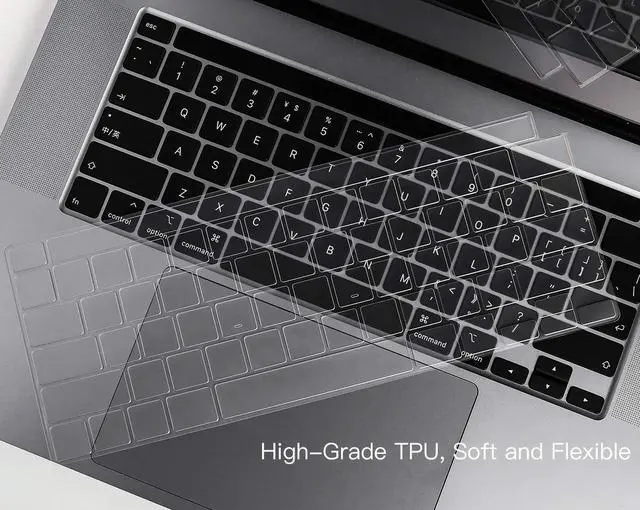 Alt view image 2 of 7 - Keyboard Cover Compatible with MacBook Pro 13 inch M2 A2338 2023 2022 2021 2020 M2 M1 A2338 A2289 A2251 & MacBook Pro 16 inch A2141 2020 2019 Touch Bar & Touch ID Keyboard Protector Skin Cover, Clear