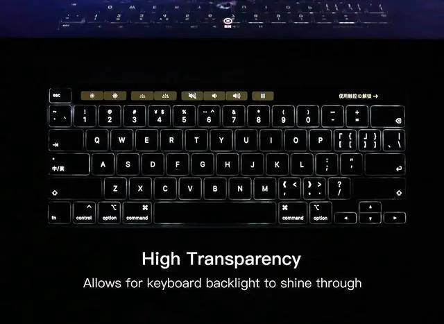 Alt view image 6 of 7 - Keyboard Cover Compatible with MacBook Pro 13 inch M2 A2338 2023 2022 2021 2020 M2 M1 A2338 A2289 A2251 & MacBook Pro 16 inch A2141 2020 2019 Touch Bar & Touch ID Keyboard Protector Skin Cover, Clear
