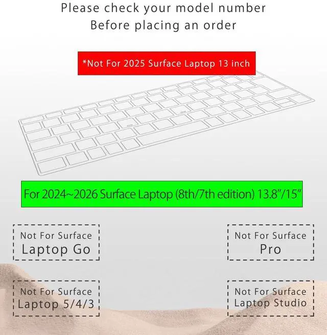 Alt view image 2 of 6 - Keyboard Cover for 2024-2026 Surface Laptop 13.8"/15", Clear TPU US Layout