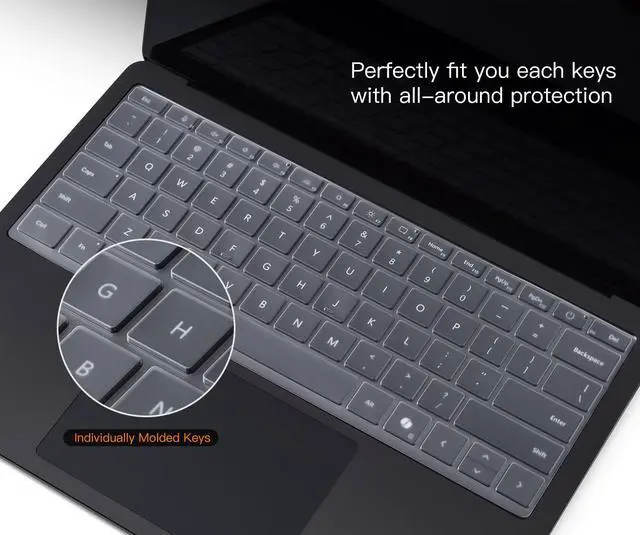 Alt view image 4 of 7 - Clear Ultra Thin Keyboard Cover for 2023-2019 Microsoft Surface Laptop 6, 5, 4, 3, 13" & 15" Touchscreen Keyboard Protector Skin (Not Fit 2024-2025 Surface Laptop 7 13.8 & 15")
