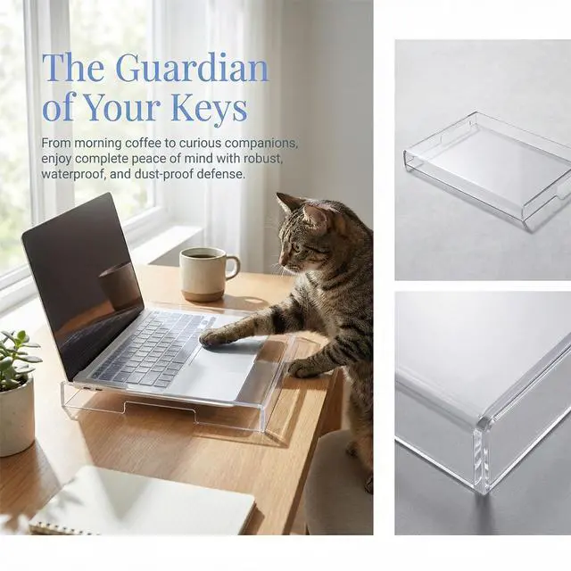 Alt view image 7 of 7 - 15.6inch Laptop Keyboard Covers Acrylic Keyboard Cover Cat Laptop KeyboardProtector Transparent Protector for Desktop