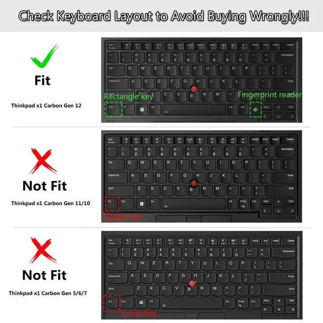 Alt view image 2 of 7 - Keyboard Cover Skin for Lenovo ThinkPad X1 Carbon Gen 13 / Gen 12 Laptop
