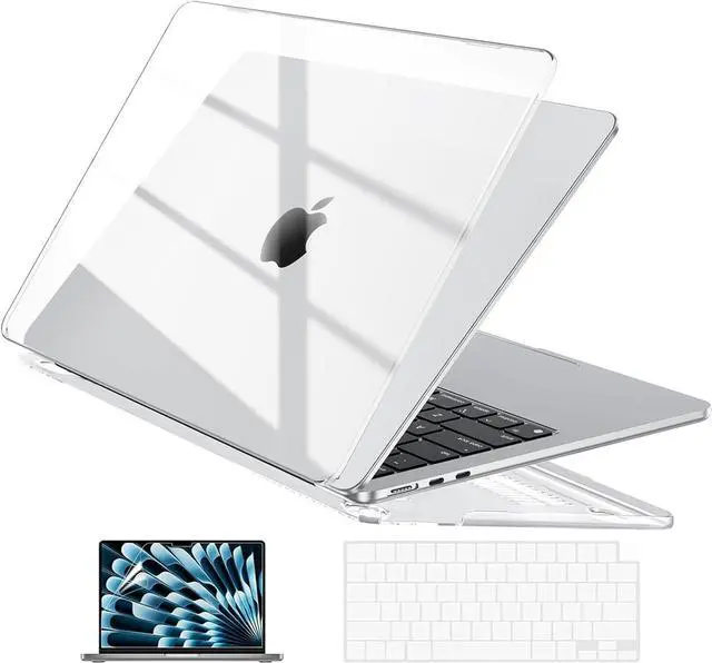 Main image of Case Compatible with MacBook Air 13 inch M5 2026-2022 Release M4 M3 M2 A3449 A3240 A3113 A2681, Hard Shell&Keyboard Skin Cover&Screen Protector for Mac Air 13.6 inch, Gloss Clear
