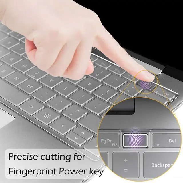 Alt view image 3 of 7 - Keyboard Cover Skin for 2021 2020 Microsoft Surface Laptop Go 12.4" & 2022 Surface Laptop Go 2 12.4 inch with Fingerprint Power Button Ultra Thin TPU Keyboard Protector (Transparent)