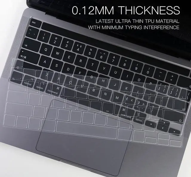 Alt view image 3 of 7 - Premium Keyboard Cover for MacBook Pro 13 inch M2 2023 2022, 2021 2020 M1 A2338 A2289 A2251 Ultra Thin US Keyboard Protector for MacBook Pro 13 with Touch Bar -Clear