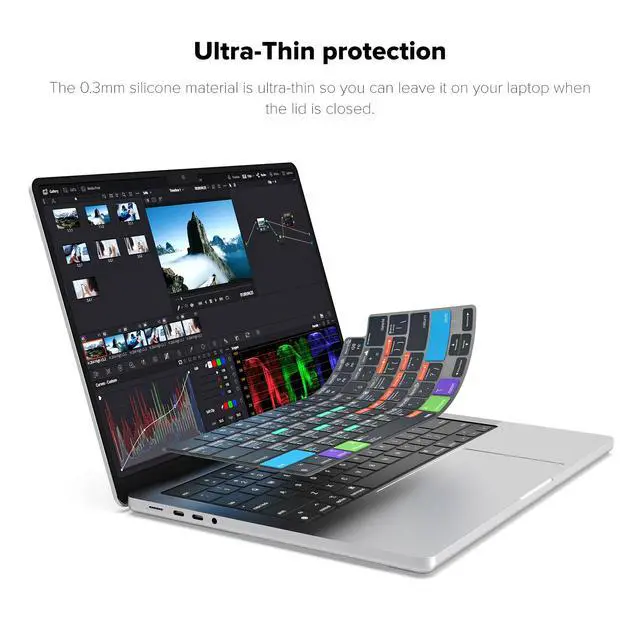 Alt view image 3 of 7 - Davinci Resolve Shortcut Guide Keyboard Cover for Apple MacBook Pro 14 inch / 16 inch (M1M5), MacBook Air 13 inch / 15 inch (M2M5) and MacBook Neo (USLayout)
